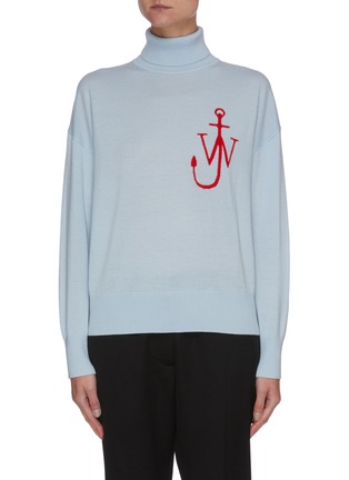 Main View - Click To Enlarge - JW ANDERSON - Anchor Logo Funnel Neck Merino Wool Sweater
