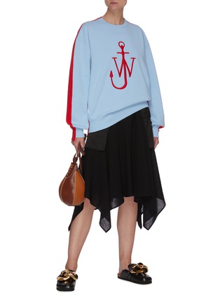 Figure View - Click To Enlarge - JW ANDERSON - Contrast Colour Fleece Back Anchor Logo Cotton Sweatshirt