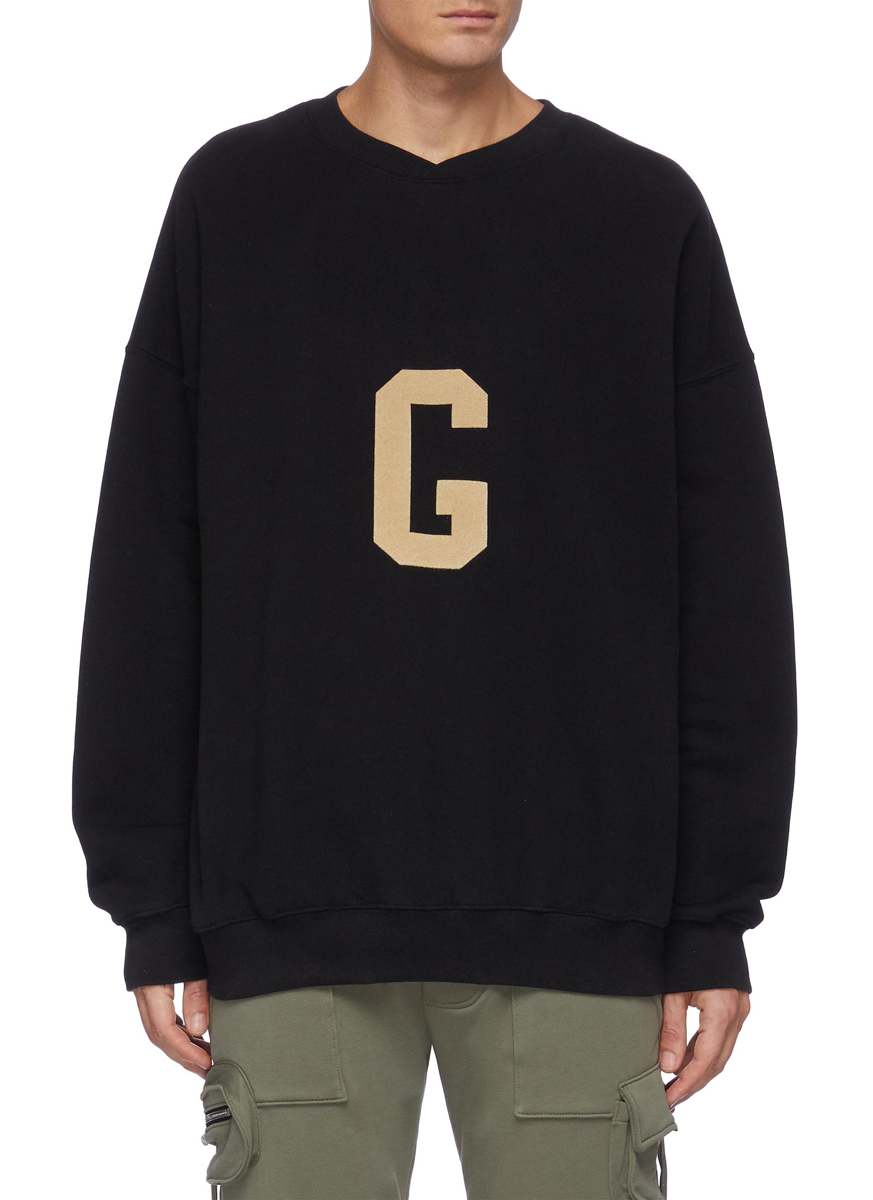 'G' Alphabet Print Cotton Fleece Sweatshirt