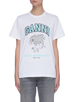 Main View - Click To Enlarge - GANNI - Dolphin Graphic Print Crewneck T-shirt