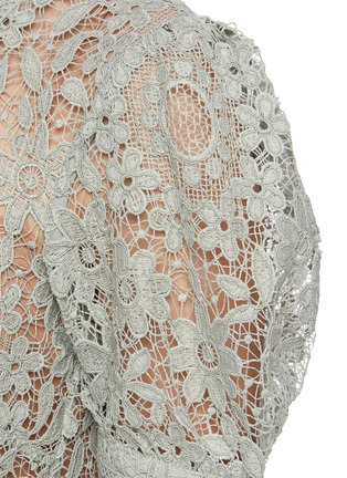 Detail View - Click To Enlarge - SELF-PORTRAIT - Puff Sleeve Ruffle Hem Lace Mini Dress