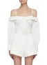 Main View - Click To Enlarge - SELF-PORTRAIT - Off shoulder embroidered lace belted playsuit