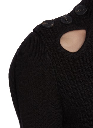 Detail View - Click To Enlarge - SELF-PORTRAIT - Cut Out Detail Cotton Wool Blend Mini Dress
