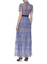Back View - Click To Enlarge - SELF-PORTRAIT - Sequin Embellished Floral Lace Tier Maxi Dress