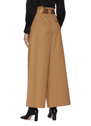 Back View - Click To Enlarge - SELF-PORTRAIT - Belted Contrast Trim Canvas Wide Leg Pants