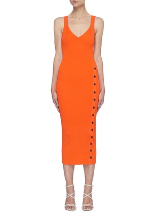 Main View - Click To Enlarge - SELF-PORTRAIT - Buttoned rib-knit midi dress