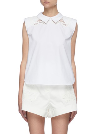 Main View - Click To Enlarge - SELF-PORTRAIT - Embroidered lace sleeveless shirt