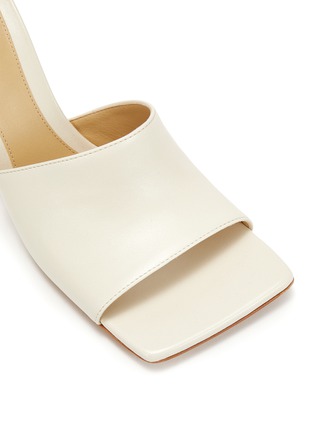 Detail View - Click To Enlarge - BOTTEGA VENETA - Square Toe Open Toe Heeled Leather Mules