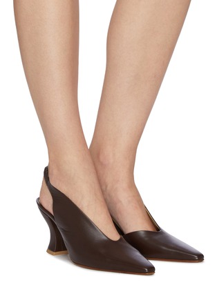 Figure View - Click To Enlarge - BOTTEGA VENETA - 'Almond' Elastic Slingback Asymmetric Leather Pumps