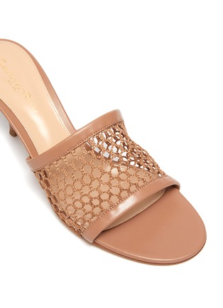 Detail View - Click To Enlarge - GIANVITO ROSSI - Fishnet Mesh Leather Mules