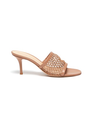 Main View - Click To Enlarge - GIANVITO ROSSI - Fishnet Mesh Leather Mules