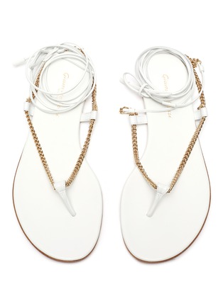 Detail View - Click To Enlarge - GIANVITO ROSSI - Ankle Tie Metal Chain Thong Sandals