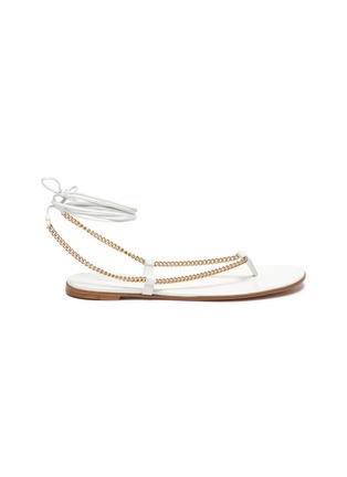 Main View - Click To Enlarge - GIANVITO ROSSI - Ankle Tie Metal Chain Thong Sandals
