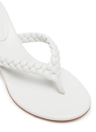 Detail View - Click To Enlarge - GIANVITO ROSSI - Braided Strap Heeled Leather Thong Sandals