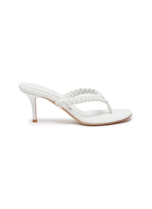 Main View - Click To Enlarge - GIANVITO ROSSI - Braided Strap Heeled Leather Thong Sandals