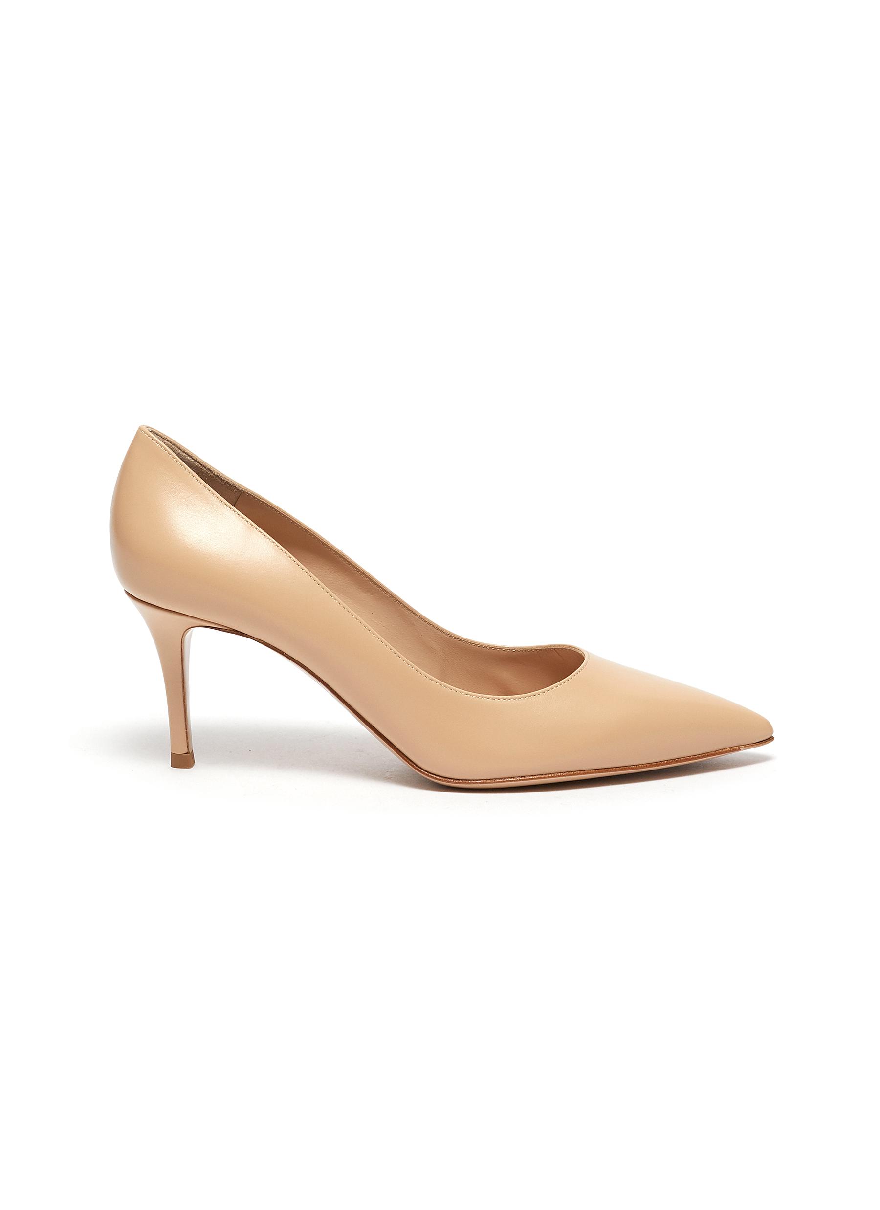 Gianvito Rossi Point Toe Leather Pumps In Neutral