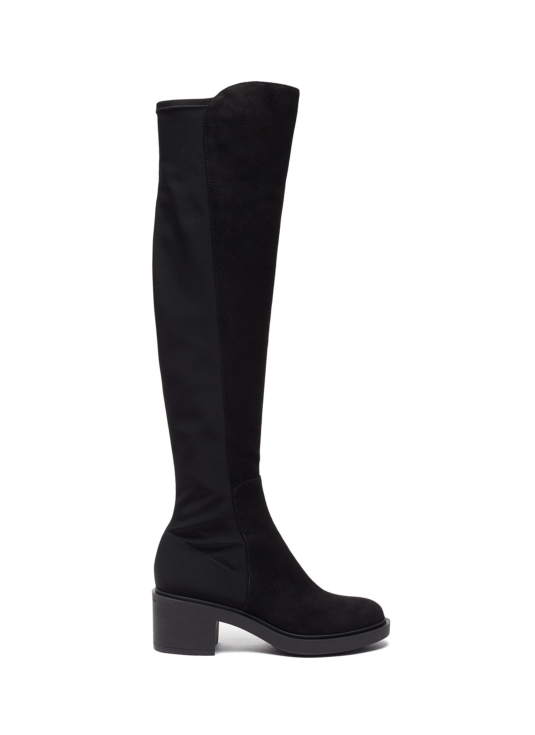Gianvito Rossi Suede Panel Tall Boots In Black