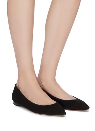 Figure View - Click To Enlarge - GIANVITO ROSSI - Point Toe Suede Ballet Flats