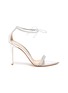 Main View - Click To Enlarge - GIANVITO ROSSI - Strass Embellished Ankle Tie Heeled Leather Sandals