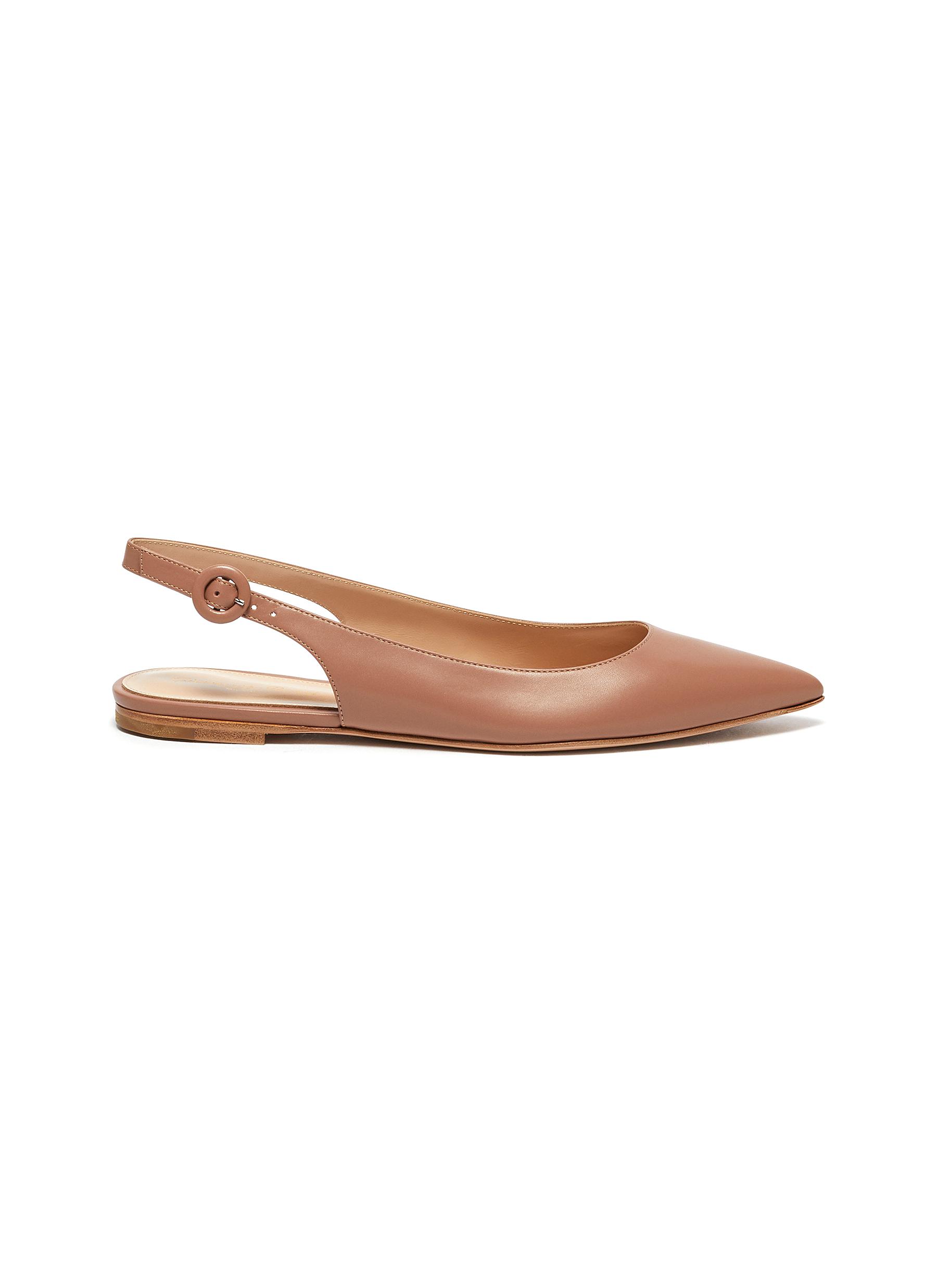 Gianvito Rossi Anna' Slingback Leather Flats In Brown