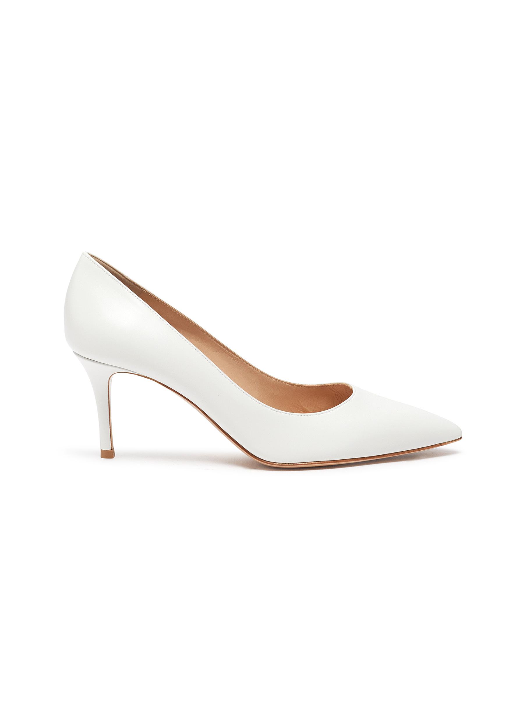 Gianvito Rossi Point Toe Leather Pumps In White