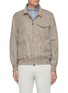 Main View - Click To Enlarge - ISAIA - Rustic Linen Effect Wool Cotton Blend Zip-up Jacket