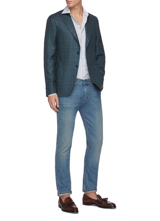 Figure View - Click To Enlarge - ISAIA - 'Cortina' Notch Lapel Single-breast Check Wool Silk Linen Blazer