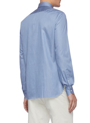 Back View - Click To Enlarge - ISAIA - Denim Effect Spread Collar Cotton Shirt