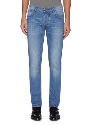Main View - Click To Enlarge - ISAIA - Slim fit mid wash jeans