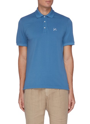 Main View - Click To Enlarge - ISAIA - Coral Logo Embroidered Cotton Piquet Polo Shirt