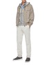 Figure View - Click To Enlarge - ISAIA - Colourblock Panel Drawstring Hood Linen Cotton Blend Jacket
