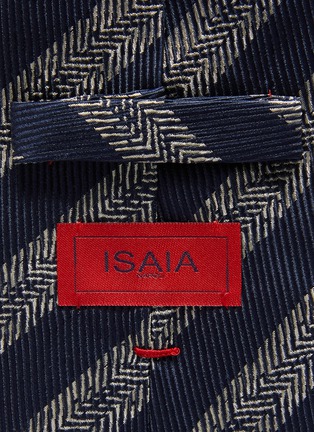Detail View - Click To Enlarge - ISAIA - Stripe herringbone silk tie