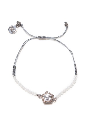 Main View - Click To Enlarge - SHANA GULATI - AMER' Champagne Diamond Moonstone Bead Oxidise Sterling Silver Bracelet