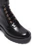 Detail View - Click To Enlarge - STELLA LUNA - Gold-tone buckle lug heel leather combat boots