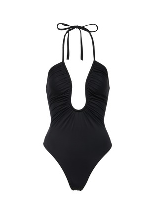 Main View - Click To Enlarge - FENDI - Monogram Lining Halterneck Swimsuit