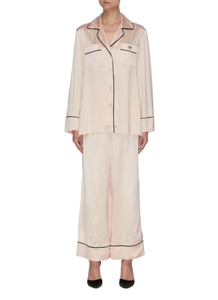 Main View - Click To Enlarge - FENDI - Contrast Trim Silk Pyjama Set