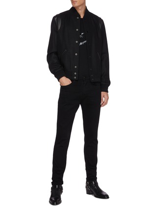 Figure View - Click To Enlarge - SAINT LAURENT - Leather patch baseball jacket