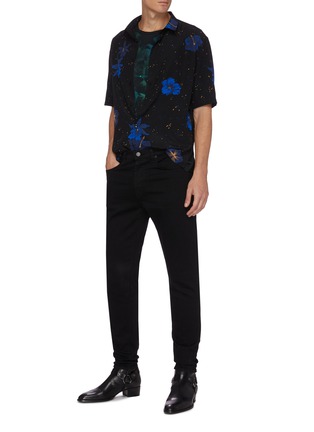 Figure View - Click To Enlarge - SAINT LAURENT - Tie dye print logo embroidered T-shirt