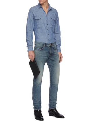 Figure View - Click To Enlarge - SAINT LAURENT - Dirty wash faded jeans