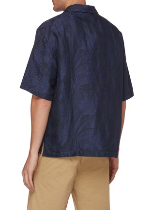 Back View - Click To Enlarge - BARENA - 'Mola Mismas' palm leaf jacquard half button shirt