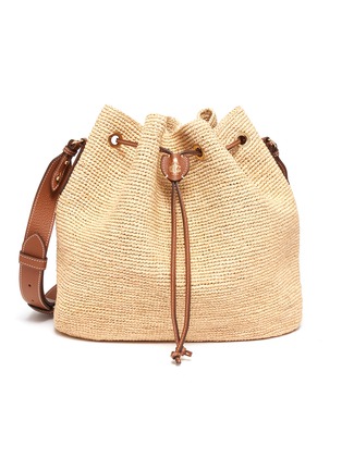 Main View - Click To Enlarge - MARK CROSS - 'Joni' Leather Shoulder Strap Raffia Bucket Bag