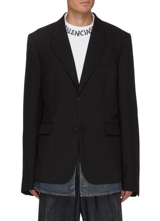 Main View - Click To Enlarge - BALENCIAGA - Denim hem tailored blazer