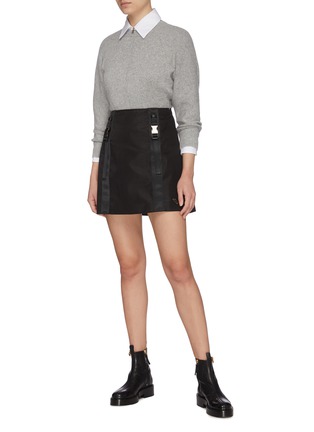 Figure View - Click To Enlarge - PRADA - Metal buckle nylon gabardine mini skirt