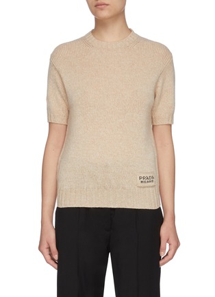 Main View - Click To Enlarge - PRADA - Short Sleeve Cashmere Wool Sweater