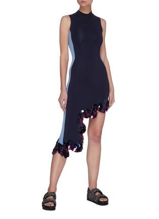 Figure View - Click To Enlarge - PH5 - MAYA' Sequin Trim Curvy Hem Side Panel Dress