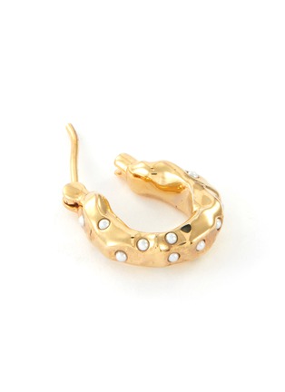 Detail View - Click To Enlarge - JOANNA LAURA CONSTANTINE - Pearl embellished gold plated wave hoop earrings