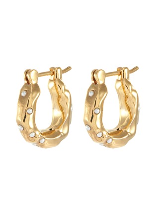 Main View - Click To Enlarge - JOANNA LAURA CONSTANTINE - Pearl embellished gold plated wave hoop earrings