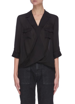 Main View - Click To Enlarge - L'AGENCE - Phoenix' Three Quarter Sleeve Silk Wrap Blouse