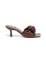 Main View - Click To Enlarge - BY FAR - 'Lana' Square Toe Knot Band Leather Heel Sandals