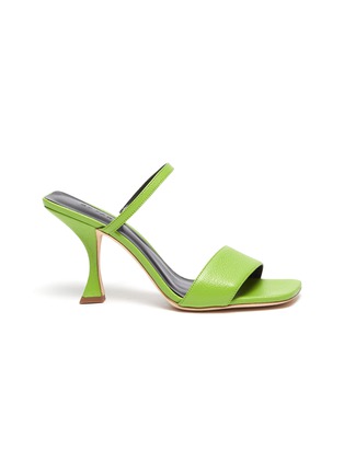 Main View - Click To Enlarge - BY FAR - 'Nayla' Square Toe Double Band Leather Heel Sandals